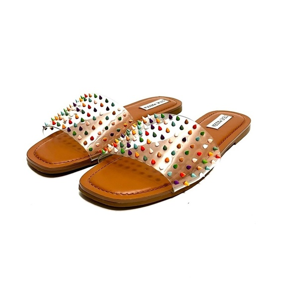 Vintage Y2K deadstock clear vinyl multicolor spike slide sandals - Picture 6 of 8